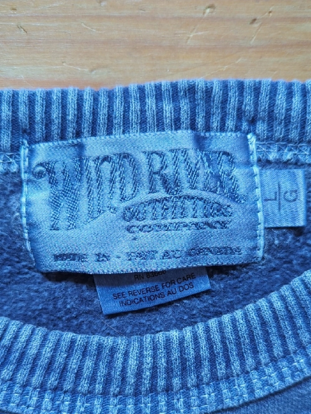 171-Vintage Washed Blue Windriver  Crewneck Sweater - Picture 2 of 6